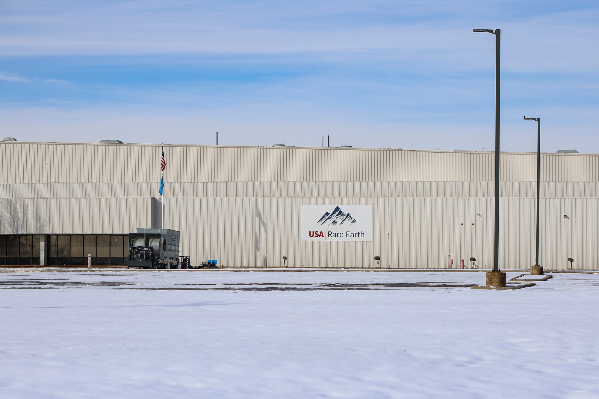 Front exterior view of USA Rare Earth manufacturing facility in Stillwater.