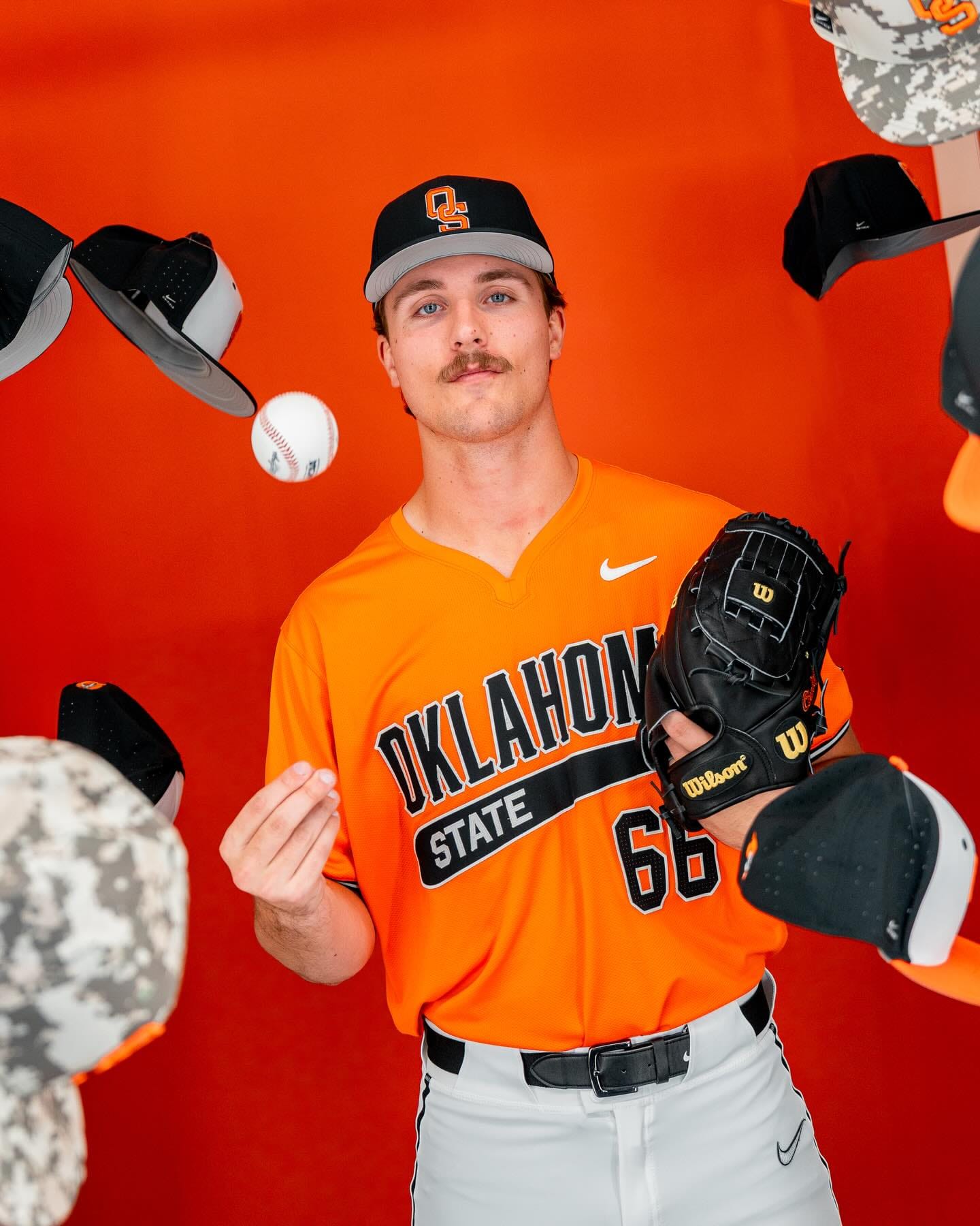 Mario Pesca poses for his 2026 player portrait after an offseason body transformation. The OSU pitcher dropped more than 30 pounds to elevate his game for his senior season.