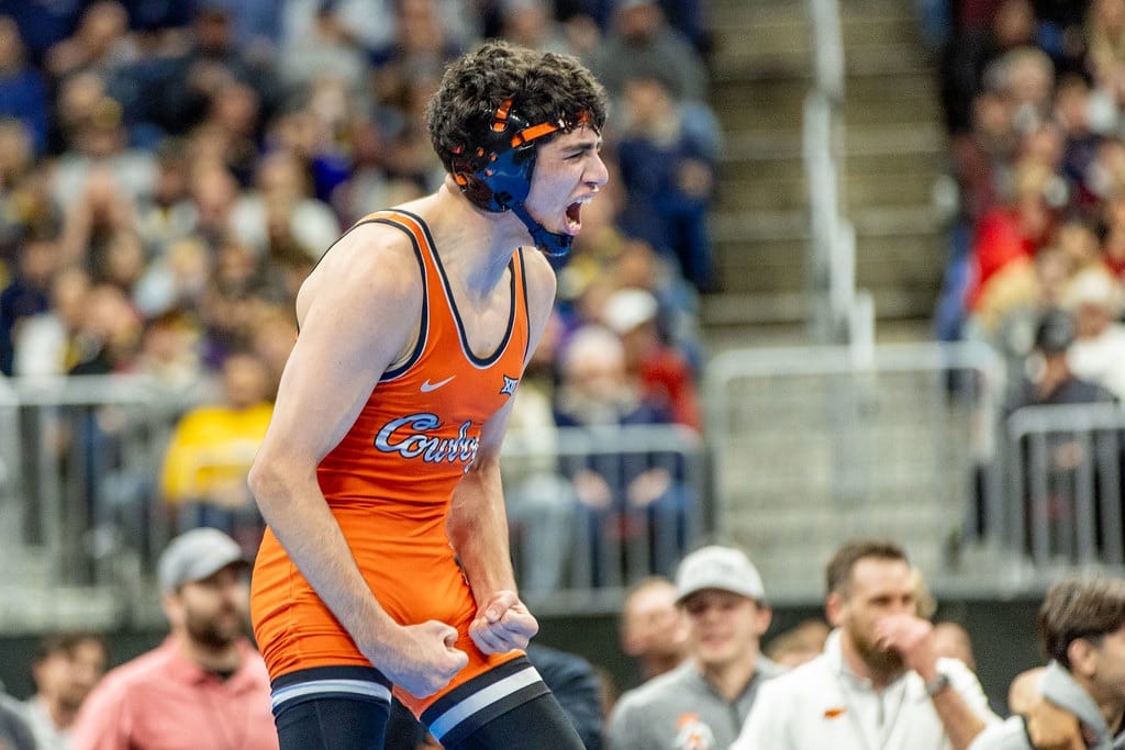 Vega Caps Unbeaten Freshman Season with NCAA Title — OSU's 141-Pounder Upsets Top Seed Mendes in Sudden Victory