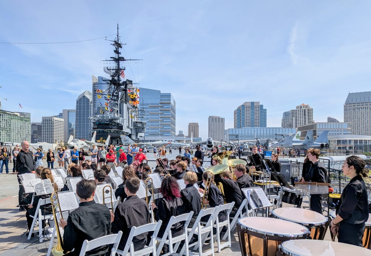 Stillwater High bands perform on USS Midway flight deck in program milestone