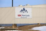 Entrance sign for USA Rare Earth magnet manufacturing facility in Stillwater.
