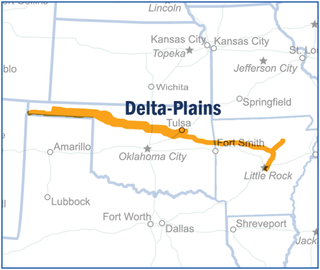 A DOE map shows a path from Oklahoma’s panhandle through northern parts of the state, including Payne County.