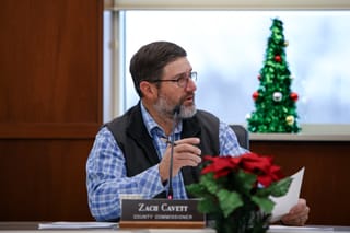 Payne County District 1 Commissioner Zach Cavett speaks during the Board of Commissioners meeting Monday at the Payne County Administration Building in Stillwater.